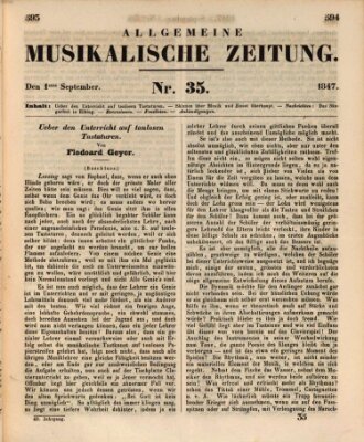 Allgemeine musikalische Zeitung Mittwoch 1. September 1847