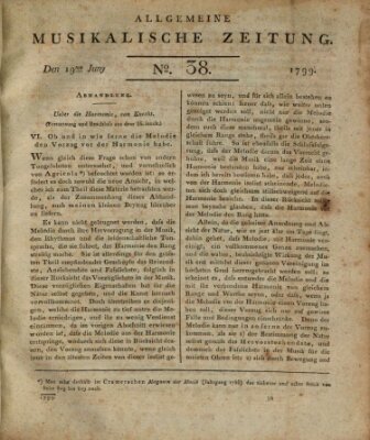 Allgemeine musikalische Zeitung Mittwoch 19. Juni 1799