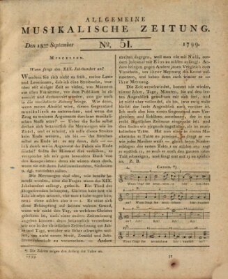 Allgemeine musikalische Zeitung Mittwoch 18. September 1799
