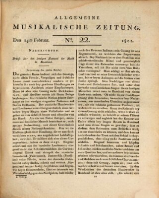 Allgemeine musikalische Zeitung Mittwoch 24. Februar 1802