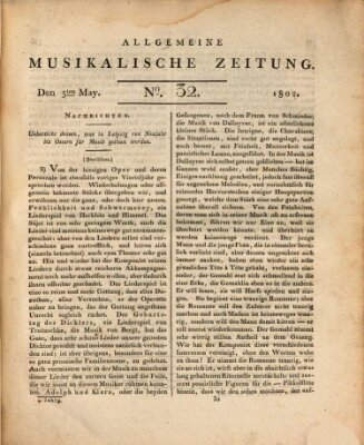 Allgemeine musikalische Zeitung Mittwoch 5. Mai 1802