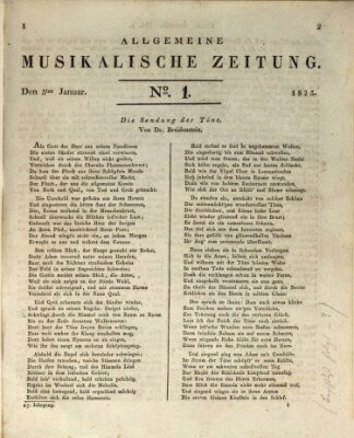Allgemeine musikalische Zeitung Mittwoch 5. Januar 1825