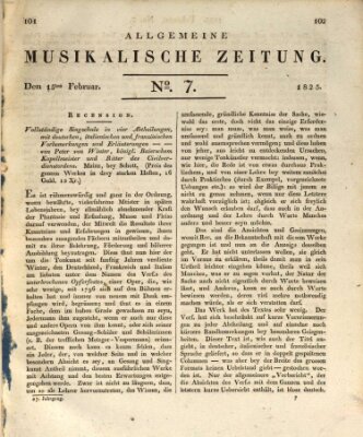 Allgemeine musikalische Zeitung Mittwoch 16. Februar 1825