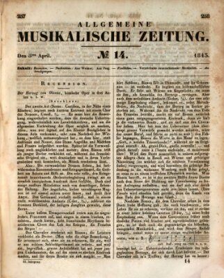 Allgemeine musikalische Zeitung Mittwoch 5. April 1843