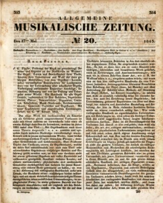 Allgemeine musikalische Zeitung Mittwoch 17. Mai 1843