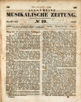 Allgemeine musikalische Zeitung Mittwoch 19. Juli 1843