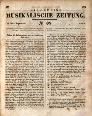 Allgemeine musikalische Zeitung Mittwoch 20. September 1843