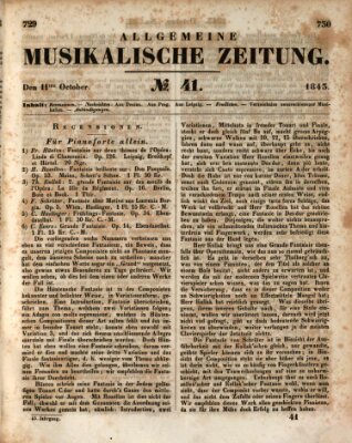 Allgemeine musikalische Zeitung Mittwoch 11. Oktober 1843