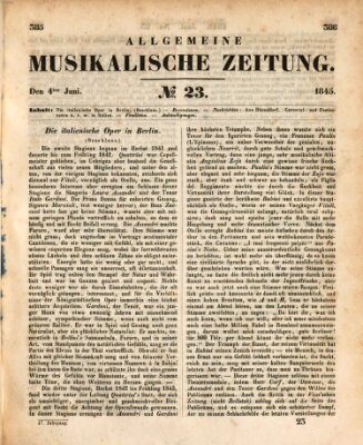 Allgemeine musikalische Zeitung Mittwoch 4. Juni 1845