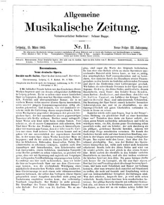 Allgemeine musikalische Zeitung Mittwoch 15. März 1865