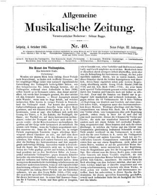 Allgemeine musikalische Zeitung Mittwoch 4. Oktober 1865