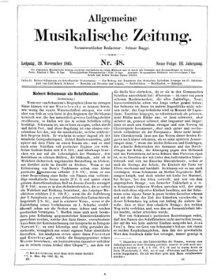 Allgemeine musikalische Zeitung Mittwoch 29. November 1865