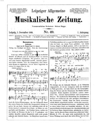 Leipziger allgemeine musikalische Zeitung (Allgemeine musikalische Zeitung) Mittwoch 5. Dezember 1866