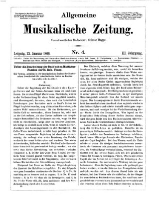 Leipziger allgemeine musikalische Zeitung (Allgemeine musikalische Zeitung) Mittwoch 22. Januar 1868