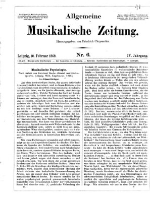 Allgemeine musikalische Zeitung Mittwoch 10. Februar 1869