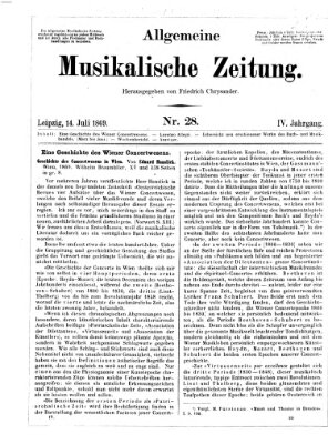 Allgemeine musikalische Zeitung Mittwoch 14. Juli 1869