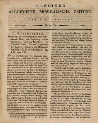 Berliner allgemeine musikalische Zeitung Mittwoch 3. August 1825