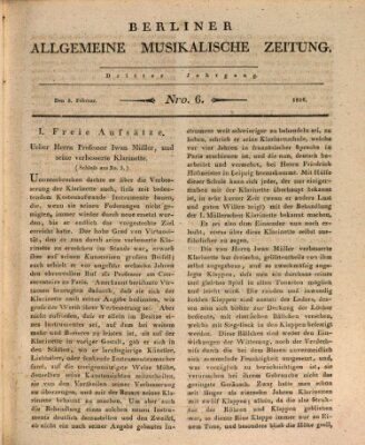 Berliner allgemeine musikalische Zeitung Mittwoch 8. Februar 1826