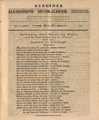 Berliner allgemeine musikalische Zeitung Mittwoch 13. September 1826