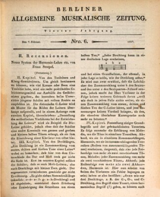 Berliner allgemeine musikalische Zeitung Mittwoch 7. Februar 1827