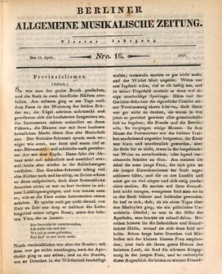 Berliner allgemeine musikalische Zeitung Mittwoch 18. April 1827