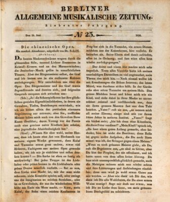 Berliner allgemeine musikalische Zeitung Samstag 19. Juni 1830