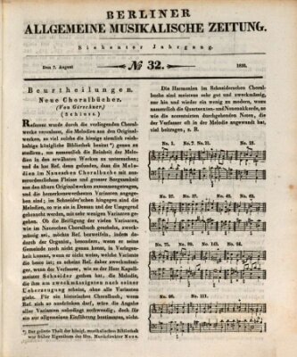 Berliner allgemeine musikalische Zeitung Samstag 7. August 1830