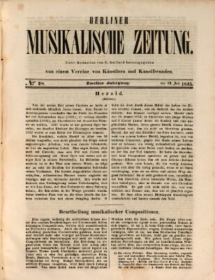 Berliner musikalische Zeitung Samstag 12. Juli 1845