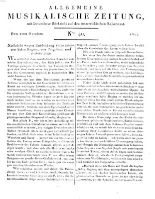 Allgemeine musikalische Zeitung Donnerstag 2. Oktober 1817