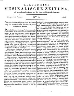 Allgemeine musikalische Zeitung Samstag 10. Januar 1818