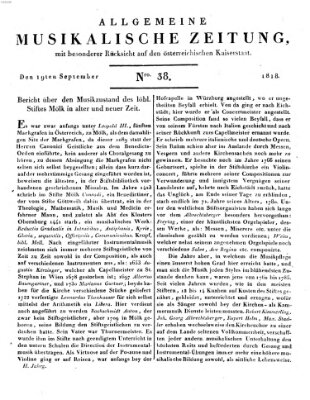 Allgemeine musikalische Zeitung Samstag 19. September 1818