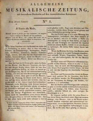 Allgemeine musikalische Zeitung Samstag 16. Januar 1819