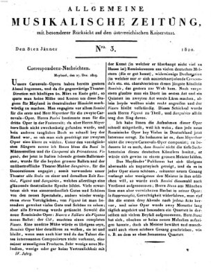 Allgemeine musikalische Zeitung Samstag 8. Januar 1820
