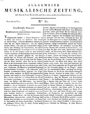 Allgemeine musikalische Zeitung Samstag 6. Mai 1820