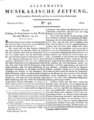 Allgemeine musikalische Zeitung Samstag 27. Mai 1820
