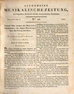 Allgemeine musikalische Zeitung Samstag 7. April 1821