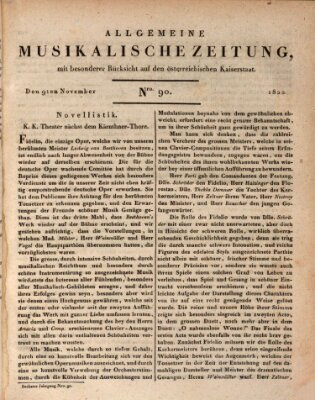 Allgemeine musikalische Zeitung Samstag 9. November 1822