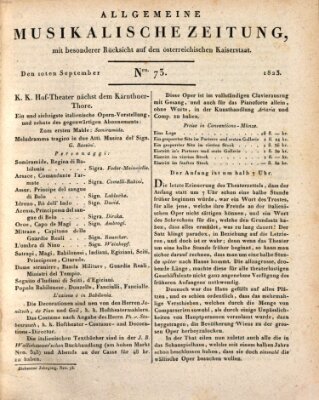 Allgemeine musikalische Zeitung Mittwoch 10. September 1823