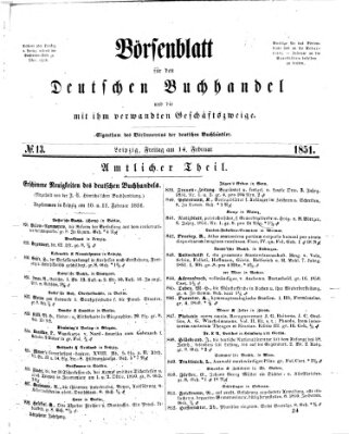 Börsenblatt für den deutschen Buchhandel Freitag 14. Februar 1851