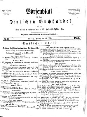 Börsenblatt für den deutschen Buchhandel Freitag 21. März 1851