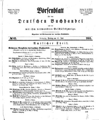 Börsenblatt für den deutschen Buchhandel Freitag 11. Juli 1851