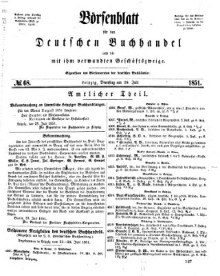 Börsenblatt für den deutschen Buchhandel Dienstag 29. Juli 1851