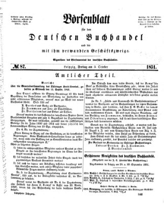 Börsenblatt für den deutschen Buchhandel Mittwoch 3. September 1851