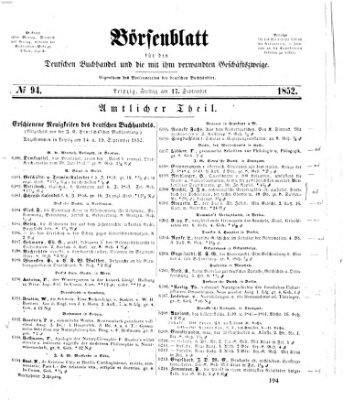 Börsenblatt für den deutschen Buchhandel Freitag 17. September 1852