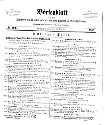 Börsenblatt für den deutschen Buchhandel Montag 11. Oktober 1852