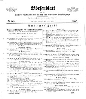 Börsenblatt für den deutschen Buchhandel Mittwoch 13. Oktober 1852
