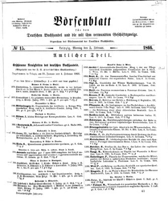 Börsenblatt für den deutschen Buchhandel Montag 5. Februar 1866