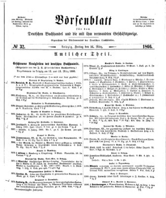 Börsenblatt für den deutschen Buchhandel Freitag 16. März 1866
