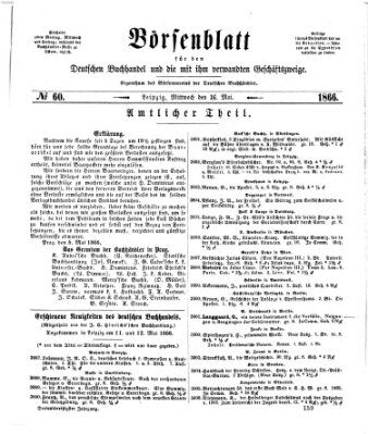 Börsenblatt für den deutschen Buchhandel Mittwoch 16. Mai 1866