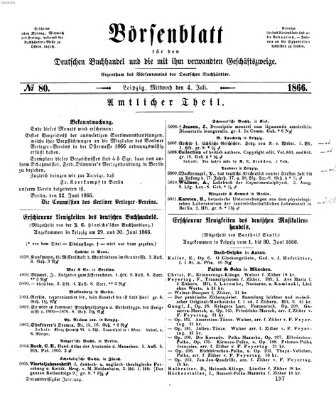Börsenblatt für den deutschen Buchhandel Mittwoch 4. Juli 1866